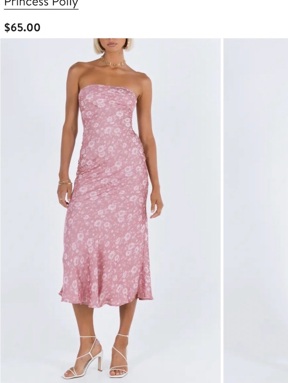 Princess Polly Dusty Rose Floral Strapless Midi Dress